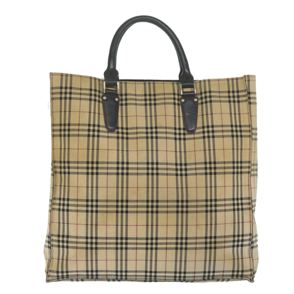 BURBERRY Nova Check Black label Hand Bag Canvas Beige Auth bs11104 - Picture 2 of 16